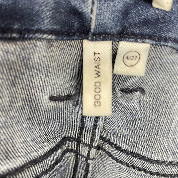 Good American Good Waist High Rise Skinny Jeans Womens 4 Raw Hem Blue Denim - Picture 8 of 13